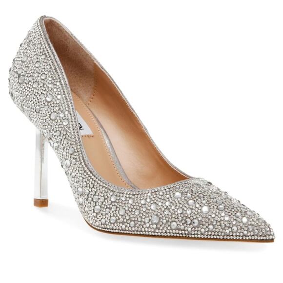 Steve Madden Classie Rhinestone Stiletto Pump heels silver - 9.5 - Picture 1 of 10